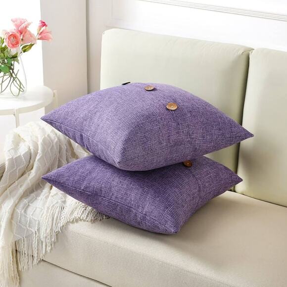 Set of 2 FUTEI Lavender Linen Decorative Throw Pillow Covers 18x18 - Picture 1 of 9